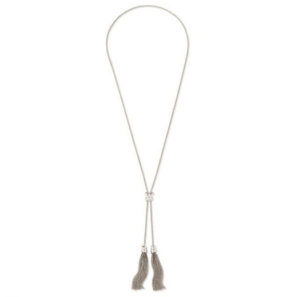 Kendra Scott presleigh Elegant Silver Tassel Necklace - Picture 2 of 6